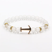 将图片加载到图库查看器,Modern Color Natural Stone Amazing Anchor Elegant Bracelet Nice Arrow White Black Onyx Lava Beads Luxury Bracelets For Women And Men Jewelry