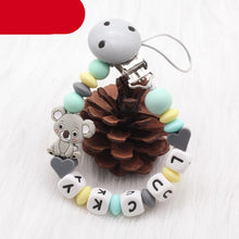 Load image into Gallery viewer, Modern Handmade Personalized Name Baby Pacifier Clips Silicone Pacifier Chain Wood Pacifier Holders For Pacifier For Baby Kids