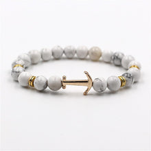 将图片加载到图库查看器,Modern Color Natural Stone Amazing Anchor Elegant Bracelet Nice Arrow White Black Onyx Lava Beads Luxury Bracelets For Women And Men Jewelry