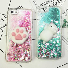 Load image into Gallery viewer, 3D Cat Case For Iphone 5s Se 7 7 Plus Case Liquid Quicksand Glitter Silicone Case For Iphone 8 8 Plus X 6 6s Cover Rubber Silicone Phone Case