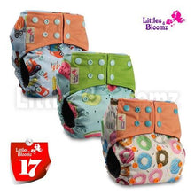 将图片加载到图库查看器,Modern Luxury Printed Washable Real Cloth Pocket Nappy,3 nappies/diapers Set For Girls and Boys Baby In Elegant Style
