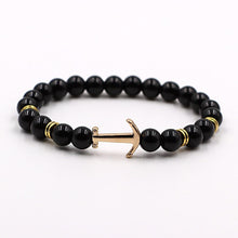 将图片加载到图库查看器,Modern Color Natural Stone Amazing Anchor Elegant Bracelet Nice Arrow White Black Onyx Lava Beads Luxury Bracelets For Women And Men Jewelry