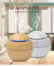 将图片加载到图库查看器,Mini Air Humidifier Ultrasonic USB Aroma Wood Grain LED Night Light Electric Essential Oil Diffuser Aromatherapy Home