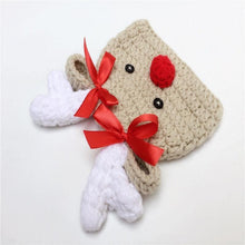 Load image into Gallery viewer, Luxury Handmade Christmas Newborn Infant Baby Boys and Girls Hats Cartoon Crochet Knitted Bowknot Deer Baby Cap For Winter