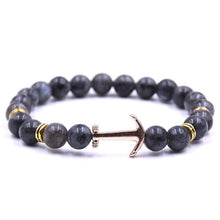 将图片加载到图库查看器,Modern Color Natural Stone Amazing Anchor Elegant Bracelet Nice Arrow White Black Onyx Lava Beads Luxury Bracelets For Women And Men Jewelry
