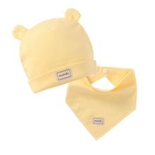 Load image into Gallery viewer, Cute Kids Hat Cap with Bibs Candy Solid Colors Beanies Cotton Born Baby Hat Bibs Toddler Infant Caps For Kids Baby