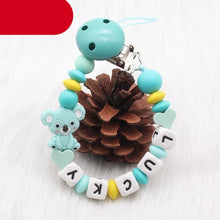 Load image into Gallery viewer, Modern Handmade Personalized Name Baby Pacifier Clips Silicone Pacifier Chain Wood Pacifier Holders For Pacifier For Baby Kids