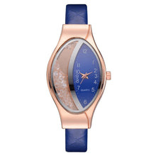 Load image into Gallery viewer, Women Fashion Luxury Watch Leather Strap Women Bracelet Clock Ellipse Rhinestone PU Sport Quartz Watch Wrist Watches For Women and Girls