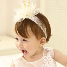 将图片加载到图库查看器,New Pink And Beige Crown Flowers Hairbands Girls Headbands Elastic Hair Band Kids Hair Accessories For Baby Girls