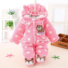 Load image into Gallery viewer, Modern Winter Baby Bear Animal Costume Hooded Romper Warm Flannel Plush Jumpsuit For Girls and Boys
