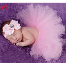 将图片加载到图库查看器,Luxury Modern Elegant Baby Girl Tulle Tutu Skirt and Flower Headband Set Newborn Dress With Big Bow And With Headband