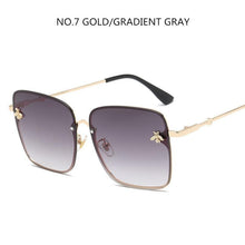 Load image into Gallery viewer, Luxury Square Modern WIth Metal Luxury Bee Sunglasses For Women and Ladies With Retro Brand designer Metal Frame Oversized Style And Grandient Glasses