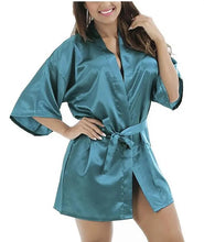 将图片加载到图库查看器,New Black Chinese Women's Faux Silk Robe Bath Gown Hot Sale Kimono Yukata Bathrobe Solid Color Sleepwear S M L XL XXL NB032