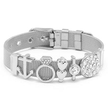 将图片加载到图库查看器,Fashion Stainless Steel Woman and Men Bracelet Mesh Bracelet Set Crystal Heart Anchor Charm Fine Bracelet Bangle For Female Lover