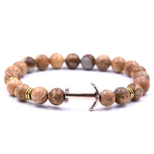 将图片加载到图库查看器,Modern Color Natural Stone Amazing Anchor Elegant Bracelet Nice Arrow White Black Onyx Lava Beads Luxury Bracelets For Women And Men Jewelry