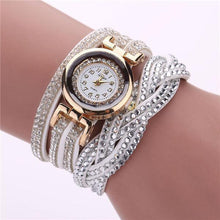 Load image into Gallery viewer, Fashion Casual Gold Quartz Women Rhinestone Watch Braided Leather Bracelet Watch Gift Ladies Wristwatch For Ladies and Women