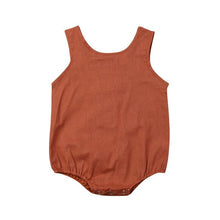 Load image into Gallery viewer, Newborn Baby Girl Boy Clothes Cotton Linen Sleeveless Button Bodysuit Outfits Set Jumpsuit Romper