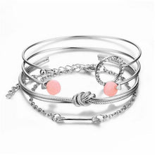 Load image into Gallery viewer, Luxury Modern Gold Crystal Circle Arrow Bracelets Set for Women In Bohemian Pink Opal Adjustable Charm Bracelet Jewelry Style for Women and Ladies