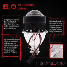 Load image into Gallery viewer, Sinolyn Angel Eyes 2.5 Inch Bi Xenon Lenses For Headlights H7 H4 Car Lights Projector Lens DRL Devil Headlight Car Accessories