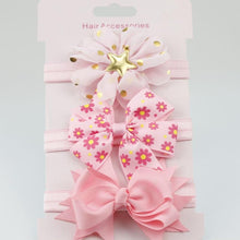 将图片加载到图库查看器,Luxury Modern Handamde 3PCS Set Elastic Flower Headbands for Baby Girls Hair Accessories Baby Girls Bows Nylon Bow For Girls