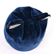 将图片加载到图库查看器,Autumn Winter Women's Beanies Cat Hat Ladies Warm Velvet Skullies Cap With Flashing Rhinestone Ear Flaps Girls Cute Bonnet Touca
