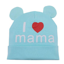 Load image into Gallery viewer, Modern Baby Hat Cute Ear Cotton Girls Cap Scarf Infant Hats Finger love Kids Boys Knitted Cap Winter hat I love mama/pap Cap