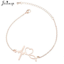 将图片加载到图库查看器,Jisensp Stainless Steel Heartbeat Cardiogram Bracelet Stethoscope Women Bracelets Bangles Special Gifts for Nurse Doctor Jewelry