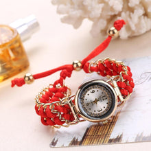 Load image into Gallery viewer, Women Handmade Bracelet Watches Rope Beads Knitting Adjustable Wristwatches Gift For Women and Lady and Girls
