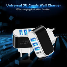 Load image into Gallery viewer, 3 Ports USB Charger 5V 2A USB Wall Power Adapter EU Charger Quick Charging Ideal Phone Charger