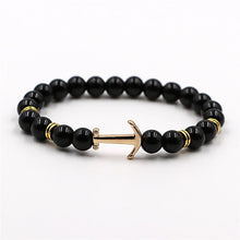 将图片加载到图库查看器,Modern Color Natural Stone Amazing Anchor Elegant Bracelet Nice Arrow White Black Onyx Lava Beads Luxury Bracelets For Women And Men Jewelry