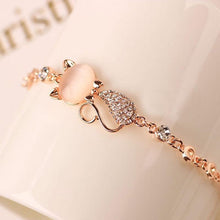 Load image into Gallery viewer, New Rose Gold Alloy Elegant Lovely Cat Bracelets Luxury For Women Femme Children Girl Gift Jewelry Charms Crystal Opals Rhinestone Bangle Chain