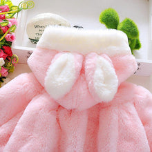 将图片加载到图库查看器,Winter Baby Girls Fur Warm with Cute Rabbit Ears Cloak Coat In Elegant Modern Style For Baby Girls