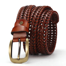 Load image into Gallery viewer, DINISITON Woven belt genuine leather women's straps man belts Wide girdle Male cow skin vintage fashion brand ceinture femme