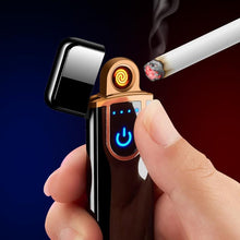 将图片加载到图库查看器,Luxury Modern USB Charging Electronic Lighter Windproof Slim Man Colorful Cigarette Lighter WIth Touch Sensor And Dragon Gravure Excellent for Gift