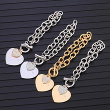 Load image into Gallery viewer, Gold Love Heart Charm Bracelets For Women Accessories Silver Color Link Chain Bracelets & Bangles Trendy Jewelry Design