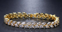 将图片加载到图库查看器,Luxury Diamond Shiny Fashion Charm AAA Cubic White Zircon Four Colors Leaf Jewelry Bracelets For Woman Elegance Wedding Party Gift