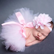 将图片加载到图库查看器,Luxury Modern Elegant Baby Girl Tulle Tutu Skirt and Flower Headband Set Newborn Dress With Big Bow And With Headband