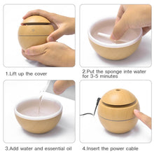 将图片加载到图库查看器,Mini Air Humidifier Ultrasonic USB Aroma Wood Grain LED Night Light Electric Essential Oil Diffuser Aromatherapy Home
