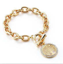 将图片加载到图库查看器,Modern New Fashion Elegant Chain Medalon Bracelet Amazing Luxury Classic Bracelet Women's Gold Bracelets Vintage Tree Of Life