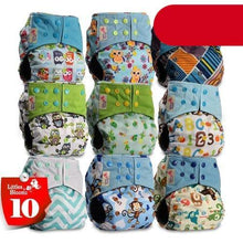 Load image into Gallery viewer, Modern 9/6PCS Set Bamboo Charcoal Washable Real Cloth Pocket NappiesFor Baby Boys and Girls Diaper Set In Modern Design