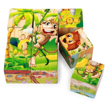 将图片加载到图库查看器,1Set Nine Blocks Six-sided 3D Wooden Cube Puzzle Toys For Children Kids Educational Toys Funny Games