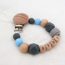 将图片加载到图库查看器,Handmade Personalized Name Silicone Wood Pacifier Clips Safe Teething Chain Baby Teether Clips Holder For Pacifier For Kids