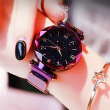 将图片加载到图库查看器,Women's Fashion Starry Sky Watches Magnet Buckle Mesh Belt Diamond Quartz Watch Women Dress Clock For Women and Girls