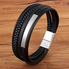 Load image into Gallery viewer, Classic Genuine Leather Bracelet For Men Hand Charm Jewelry Multilayer Magnet Handmade Gift For Cool Boys