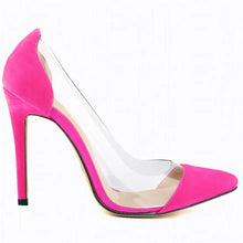 Load image into Gallery viewer, New Arrival Soft Leather Shallow Women Pumps Sexy Side Transparent PU Pointed Toe High Heels Shoes Fashion Women's Wedding Shoes
