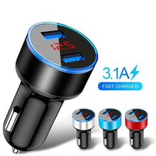 Load image into Gallery viewer, 3.1A Dual USB Car Charger With LED Display Universal Mobile Phone Car-Charger Useful Gadgets For Drivers