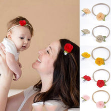 Load image into Gallery viewer, Handamde Flower Headband Hair Clip Set Flexible Rope Hairband Accessories for Mother & Baby