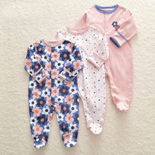 将图片加载到图库查看器,3pcs Set Baby Romper Newborn Sleep suit Flower Baby Rompers Infant Baby Clothes Long Sleeve Newborn Jumpsuits Pajamas for Kids