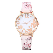 Load image into Gallery viewer, Girl Luxury Watch Women New Fashion Embossed Flowers Small Fresh Printed Belt Dial Watch Female Student Quartz Watch For Women and Girls