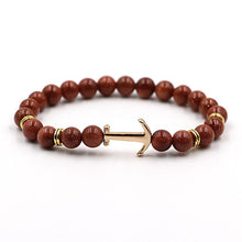将图片加载到图库查看器,Modern Color Natural Stone Amazing Anchor Elegant Bracelet Nice Arrow White Black Onyx Lava Beads Luxury Bracelets For Women And Men Jewelry